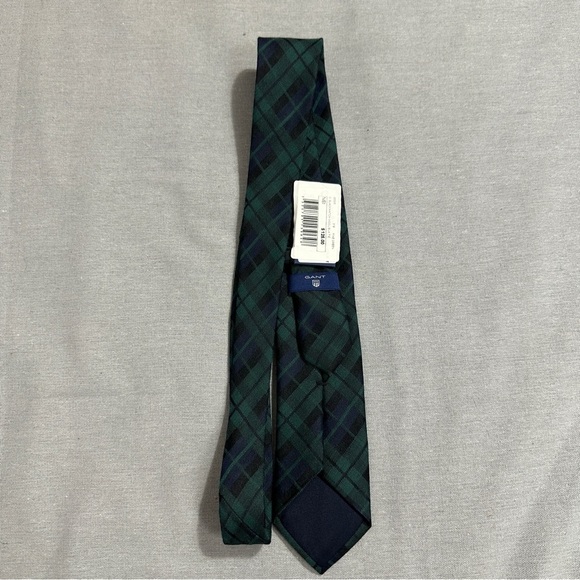 NWT Gant necktie, Blackwatch pattern in wool/silk, pine green colorway, plaid - Picture 8 of 8